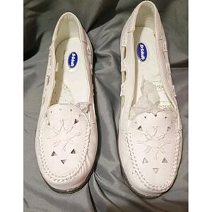 Dr Scholls Womens 10M White Cutout Slip On Loafers Double Air Pillow E61-RH ...